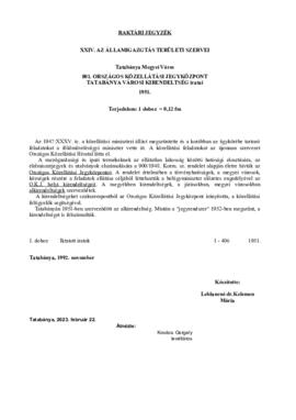 Országos Közellátási Jegyközpont Tatabányai Kirendeltségének iratai
