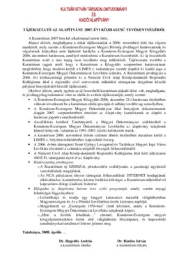 Alapítvány 2007. évi tevékenysége